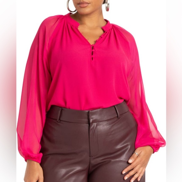 Sheer Raglan Sleeve Blouse - Picture 6 of 6